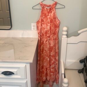 Nine West orange and pink print halter dress